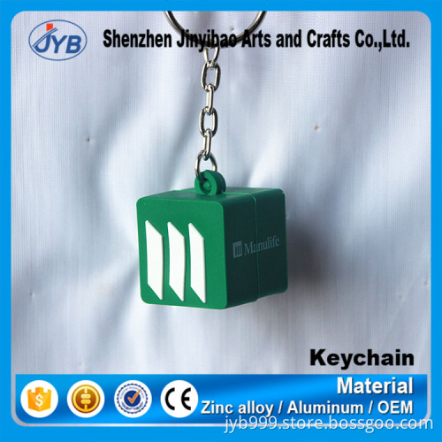 cheap mold fee custom plastic cube keyring e-co rubber molded keyrings